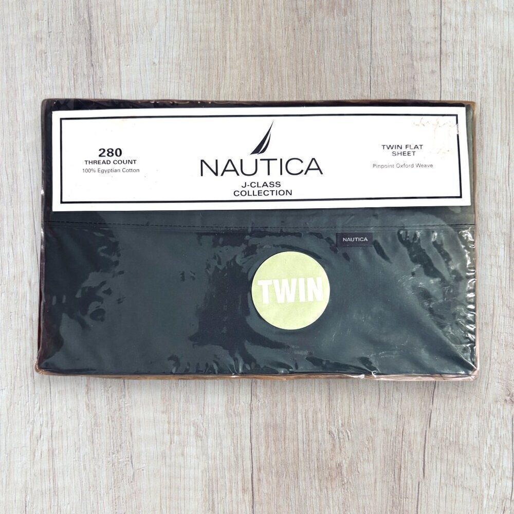 NEW Vintage Y2K NAUTICA J-Class Collection Pinpoint Oxford Weave Twin Flat Sheet